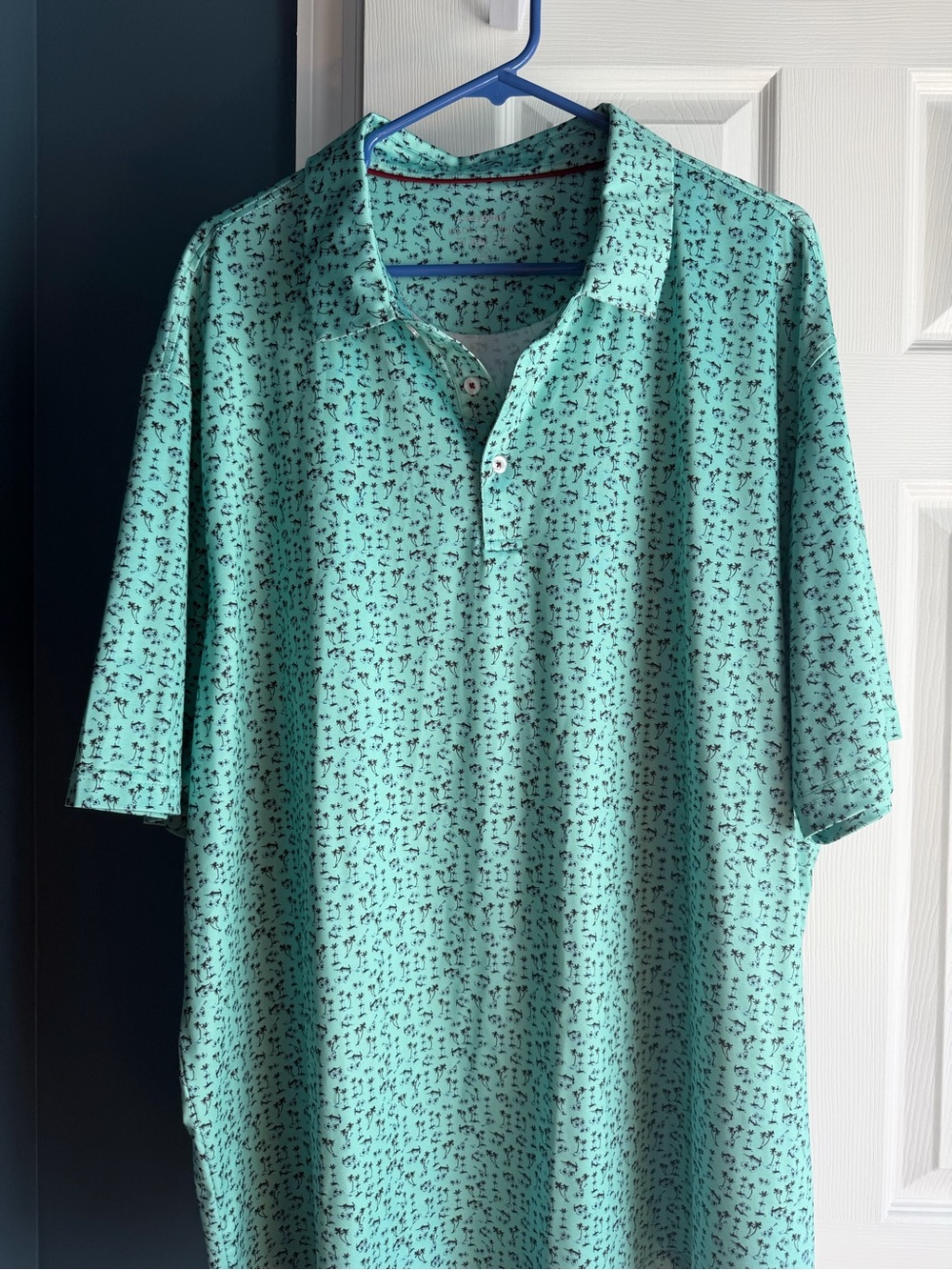 Men's Teal Micro-Print Polo Shirt